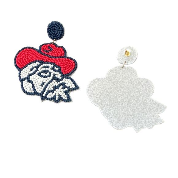 Ole Miss Rebel Beaded Earrings - Col Reb Earrings - Game Day Earrings - Gift - Picture 2 of 2